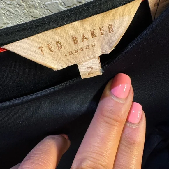 Ted Baker London Blue Ruffled Fit and Flare Mini Dress in Navy Blue - Picture 2 of 6